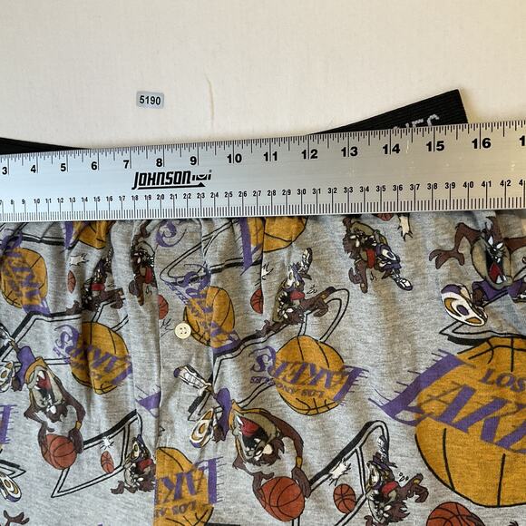 VINTAGE Los Angeles Lakers Men Sleepwear L Gray Looney Tunes Boxer Shorts NBA - Picture 3 of 9